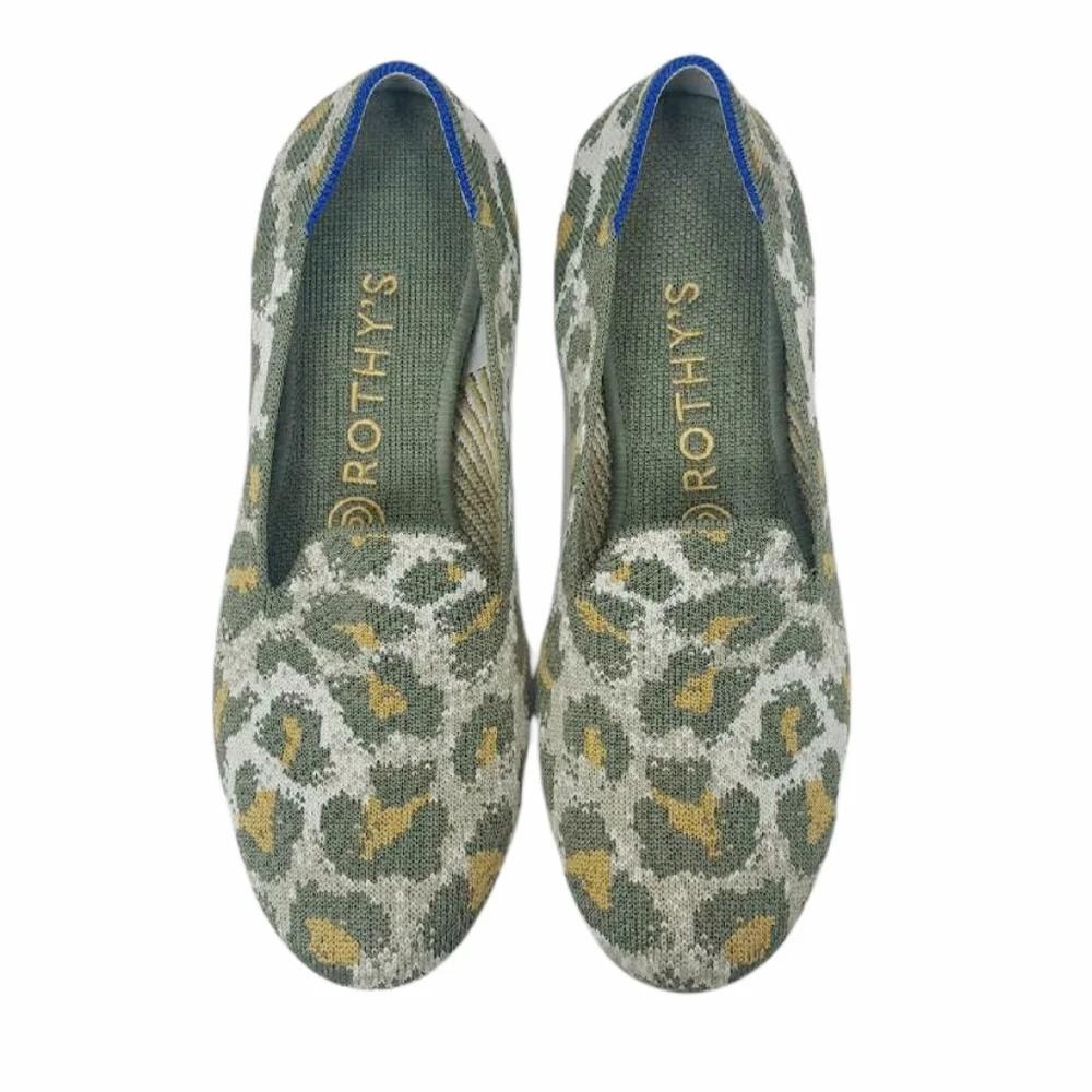 Rothy's The Loafer Olive Camo Leopard Print Knit Flats Size 9